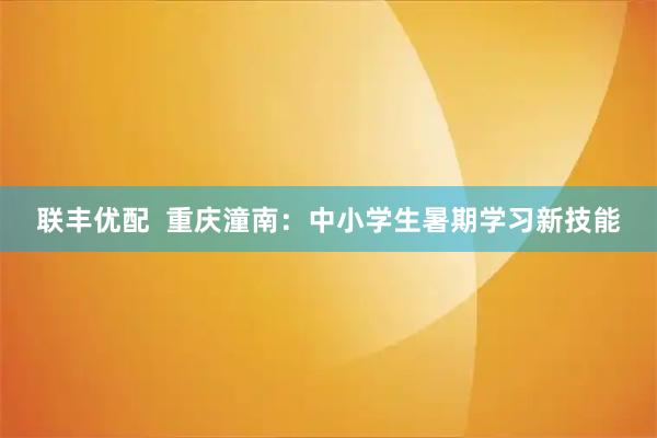 联丰优配  重庆潼南：中小学生暑期学习新技能